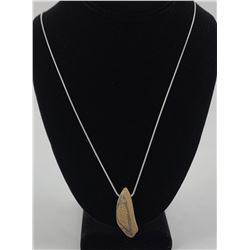 Eskimo Scrimshaw Fossilized Whale Tooth Necklace