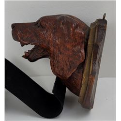 Antique Swiss Black Forest Carved Dog Head