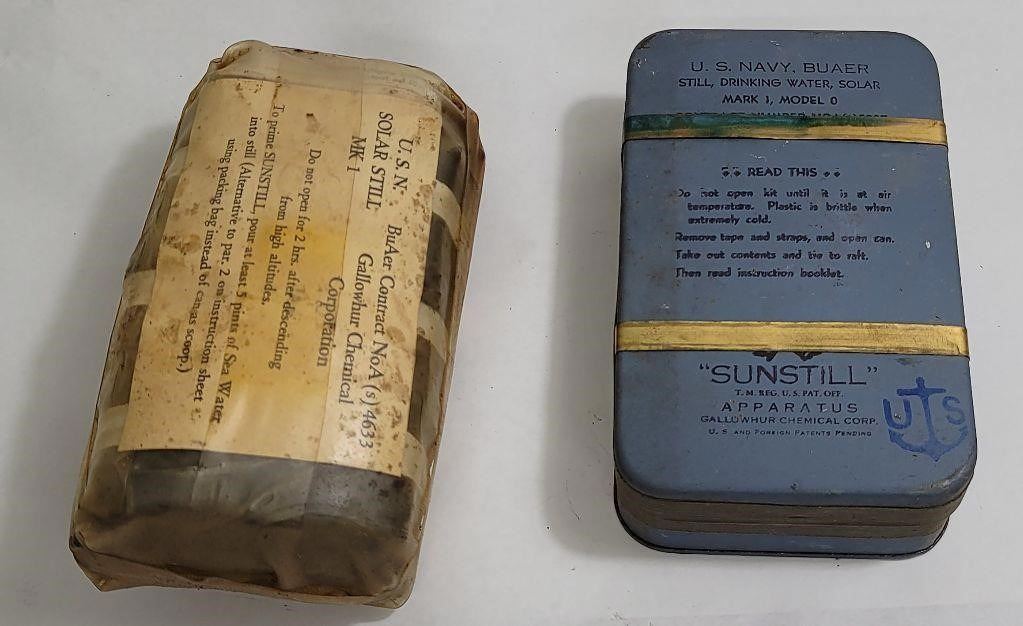 WW2 US Navy Pilot Solar Stills - Life Raft Kits
