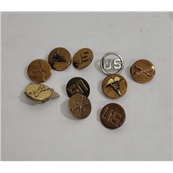 10 Assorted WW2 Enlisted Uniform Collar Brass