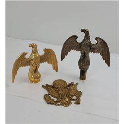 Lot of 3 Vietnam War Era Flag Pole Eagles