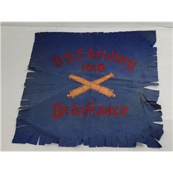 WW1 U.S.F. Artillery France Felt Banner Pillow top