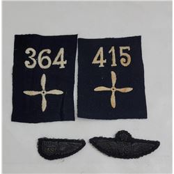 Two WW1 Bullion Wings + Two Air Squad Patches