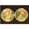 Image 1 : 2-1 1/2'' BRASS MEDALS HONORING THE AMERICAN