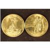 Image 2 : 2-1 1/2'' BRASS MEDALS HONORING THE AMERICAN