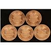 Image 2 : 5 ASSORTED 1'' COPPER 1/2 OZ. .999 ROUNDS BY THE