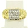 Image 1 : Estate 18k Yellow Gold E VVS2 1.01 ctw Pave Set Diamond Scalloped Ribbed Ring