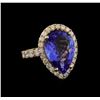 Image 1 : 9.00 ctw Tanzanite and Diamond Ring - 14KT Yellow Gold