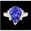 Image 2 : 4.56 ctw Tanzanite and Diamond Ring - 14KT White Gold