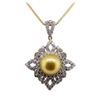 Image 1 : Pearl and Diamond Pendant With Chain - 18KT Yellow Gold