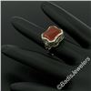 Image 8 : Art Deco Etched 14kt White Gold Custom Cut Carnelian Solitaire Filigree Ring