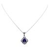 Image 2 : 3.47 ctw Tanzanite and Diamond Pendant With Chain - 18KT White Gold