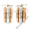 New 14kt Rose & White Gold Triple Puffed Tube Round Hoop Earrings
