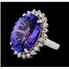 14.43 ctw Tanzanite and Diamond Ring - 14KT White Gold