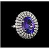8.72 ctw Tanzanite and Diamond Ring - 14KT White Gold
