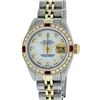 Image 1 : Rolex Ladies 2 Tone SS/YG MOP Diamond & Ruby Oyster Perpetual Datejust Wristwatc