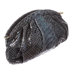 MCM Navy Blue Python Snakeskin Clutch Bag