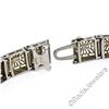 Image 8 : Art Deco Etched 14kt White Gold Diamond and Sapphire Filigree Line Bracelet