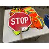 Image 2 : FOLDING TABLE WITH ASSORTED SAFETY VEST & STOP SIGN