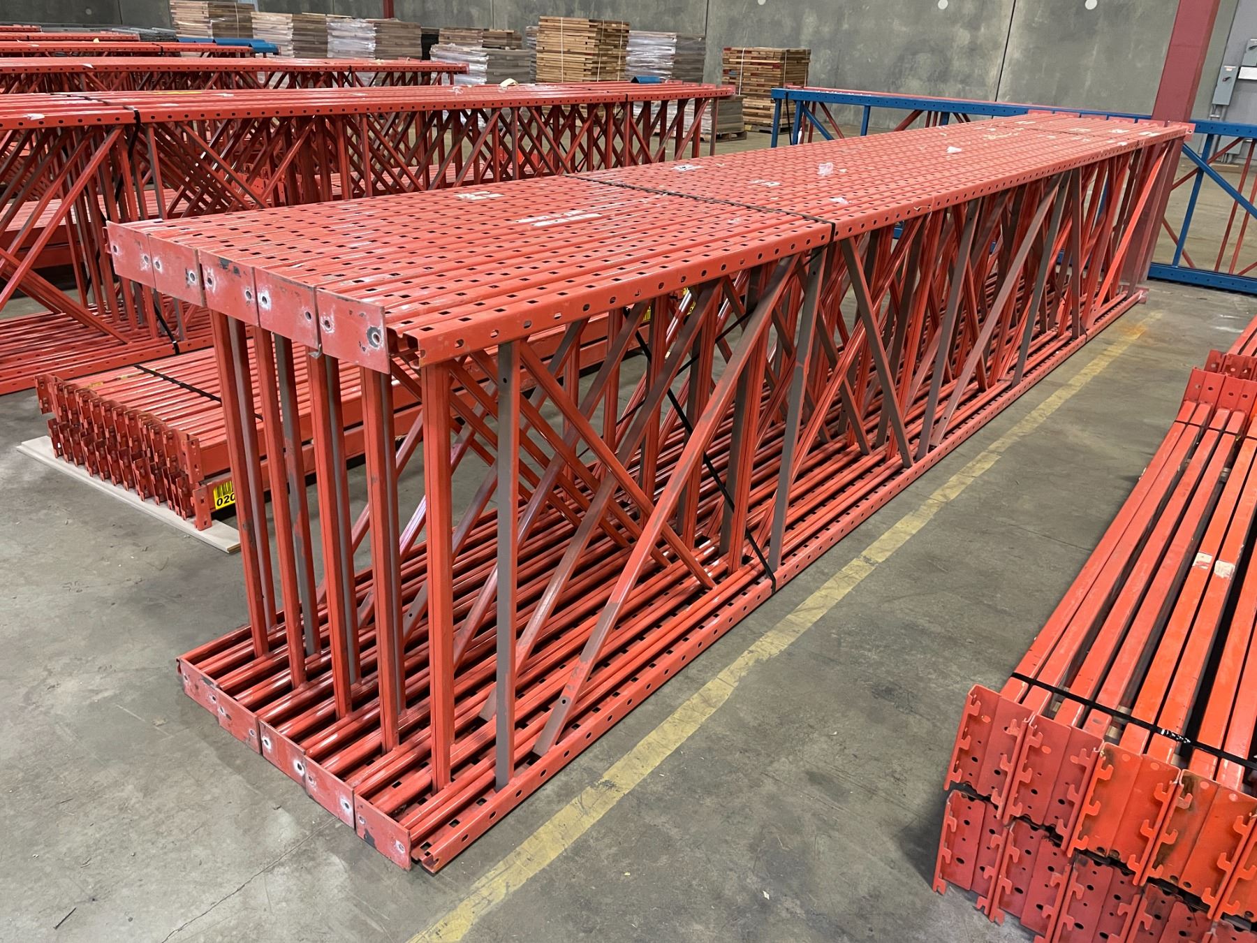 10 BAYS OF ORANGE 20' REDIRACK INDUSTRIAL PALLET RACKING WITH 3, 8 ...