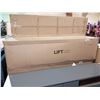 Image 2 : NEW IN BOX CONCORD GREY+WALNUT TV STAND RETAIL $1585 87"X19"X20"