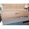 Image 2 : NEW IN BOX CONCORD GREY+WALNUT TV STAND RETAIL $1585 87"X19"X20"