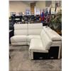 Image 1 : 3 PIECE WHITE LEATHER ELECTRIC RECLINING PARTIAL SECTIONAL WITH ADJUSTABLE HEADRESTS