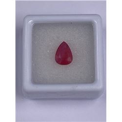 UNIQUE RED SAPPHIRE 2.44CT, 9.0 X 6.6 X 5.0MM, COLOR RED, SHAPE, PEAR, CLARITY S, LUSTER VERY GOOD,