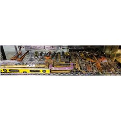 LEVEL, SLEDGE HAMMERS, CLAMPS, HAMMERS, FLASHLIGHT, CUTTERS, ETC
