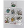 Image 1 : 7 GEMSTONE PENDANTS: LAVASTONE, RARE BLUE AGATE, SANDSTONE, TITANIUM AURA, COATED CRYSTAL, MURANO