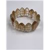 Image 1 : GOLD SAND QUARTZ OLIVARY STRETCHY BRACELET 7.5" 28 X 14 X 7MM