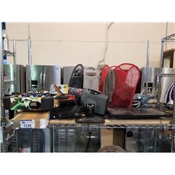 SUNBEAM FANS/HEATERS, SMALL FOOSBALL TABLE, BENQ HDMI MONITOR, LAUNDRY BASKET & LINEN, SHARK TOY,