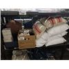 Image 1 : STANDARD QUEEN PILLOWS, THROW PILLOWS, COFFEE MUGS, PLASTIC STORAGES, BASKET, ETC