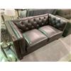 Image 1 : BROWN STUDDED/BUTTON BACK FAUX LEATHER LOVE SEAT
