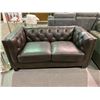 Image 2 : BROWN STUDDED/BUTTON BACK FAUX LEATHER LOVE SEAT