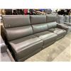 Image 2 : BROWN PARTIAL ELECTRIC RECLINING LEATHER SOFA