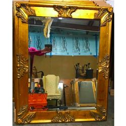 Florentine Style Ornate Gold Gilt Wooden Beveled Mirror