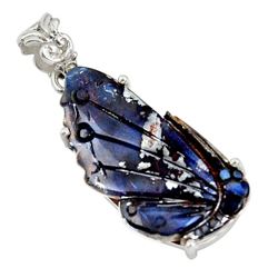 21.53ct Carved Opal Gemstone Butterfly Sterling Silver Pendant