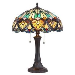 Victorian Tiffany-style Stained Glass Table Lamp