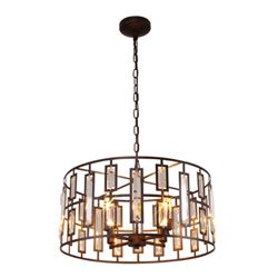 Modern Rubbed Bronze & Crystal Inverted Ceiling Pendant Light