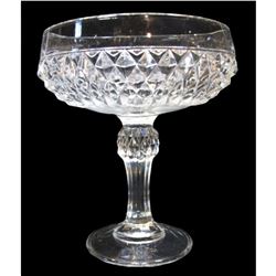 19thc Diamond Pressed Glass Pedestal Candy Dish