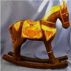 Vintage Decorative Wood & Brass Rocking Horse