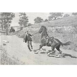 Early Halftone Print, A.B. Frost, Runaway Horse