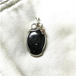 Artisan Sterling Silver & Nuummite, Socerer's Stone, Gemstone Pendant