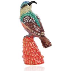 Hummingbird Enamel & Crystal Figurine Trinket Jewel Box