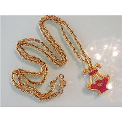 Vintage GIVENCHY Etruscan Gilt Sautoir Mogul Dragon Pendant Necklace