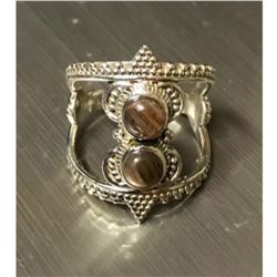 African Sunstone & Sterling Silver Tribal Ring