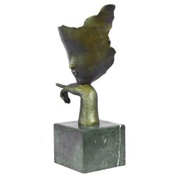After Dali, Female Face Abstract Bronze Sculpture