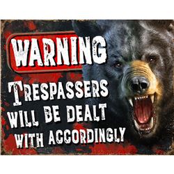 Warning, Trespassers Metal Pub Bar Sign