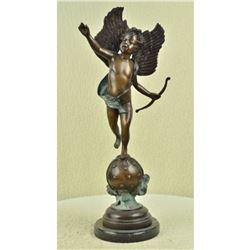 After Moreau, Valentine's Day Cupid With Bow Bronze Sculpture